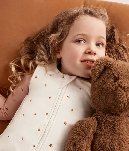 Sleep Bag Sleeveless 1.5 TOG Cotton Fleece Buff Twinkle Embroidery